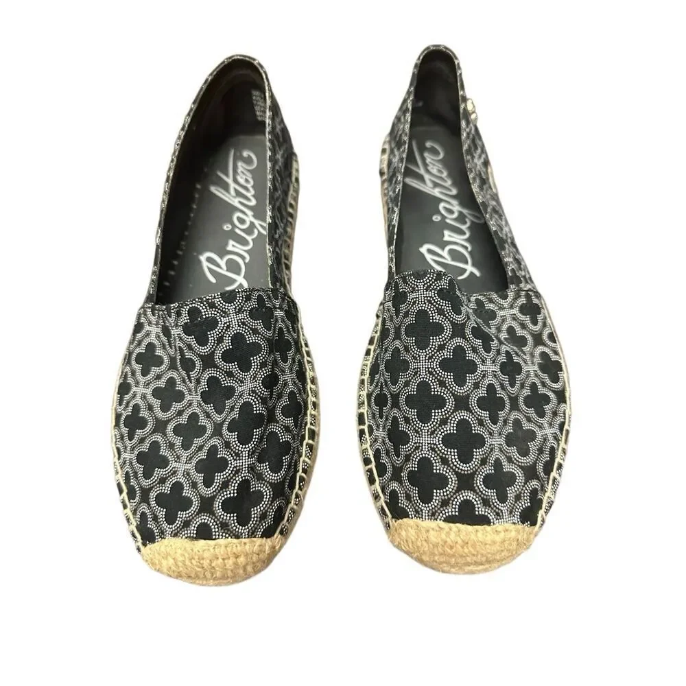 Brighton Avila geometric black canvas espadrilles Size:8
